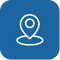 map pin icon on blue square
